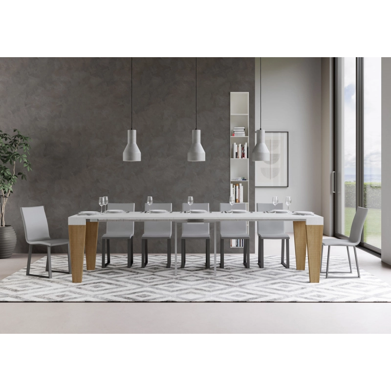 Consolle allungabile 90x40/300 cm Spimbo Mix piano Bianco Frassino - Bianco Frassino/Quercia Natura
