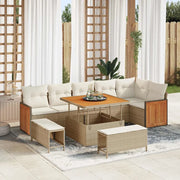 Set Divano da Giardino con cuscino 9 pcs Beige e Crema