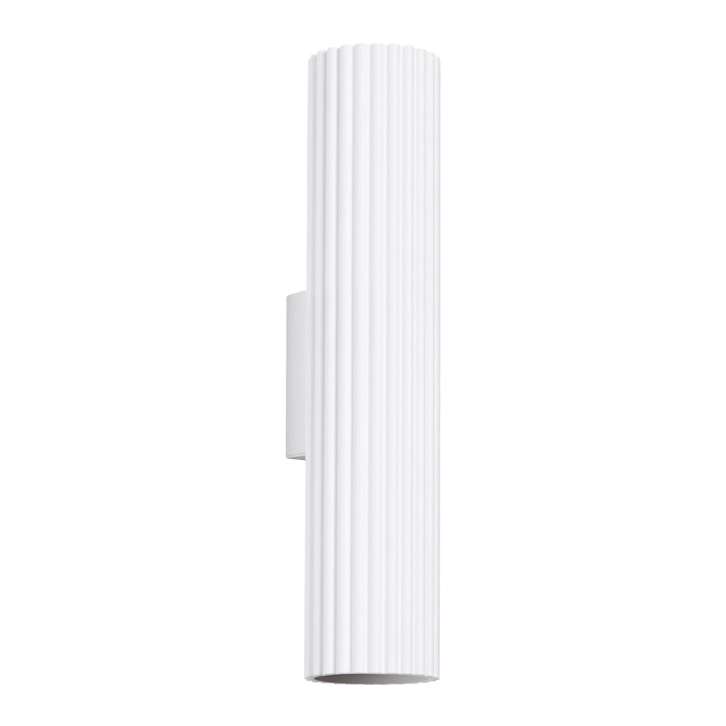 Applique moderna tubo bianco rigato 30cm su-giù 2xGU10