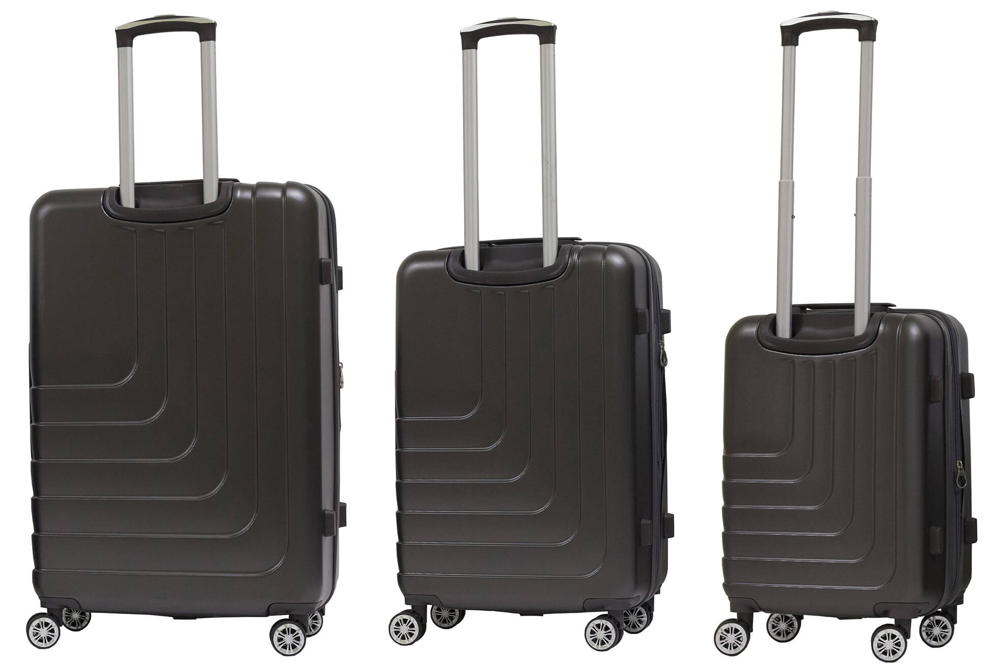 Set 3 Valigie Trolley Rigide in ABS 4 Ruote TSA Ravizzoni Titanio Grigie