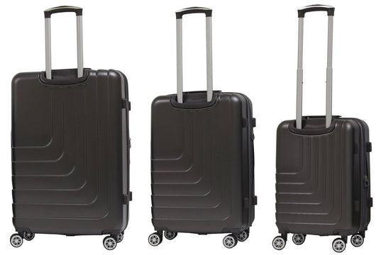 Set 3 Valigie Trolley Rigide in ABS 4 Ruote TSA Ravizzoni Titanio Grigie