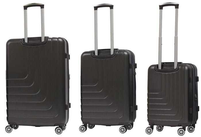 Set 3 Valigie Trolley Rigide in ABS 4 Ruote TSA Ravizzoni Titanio Grigie