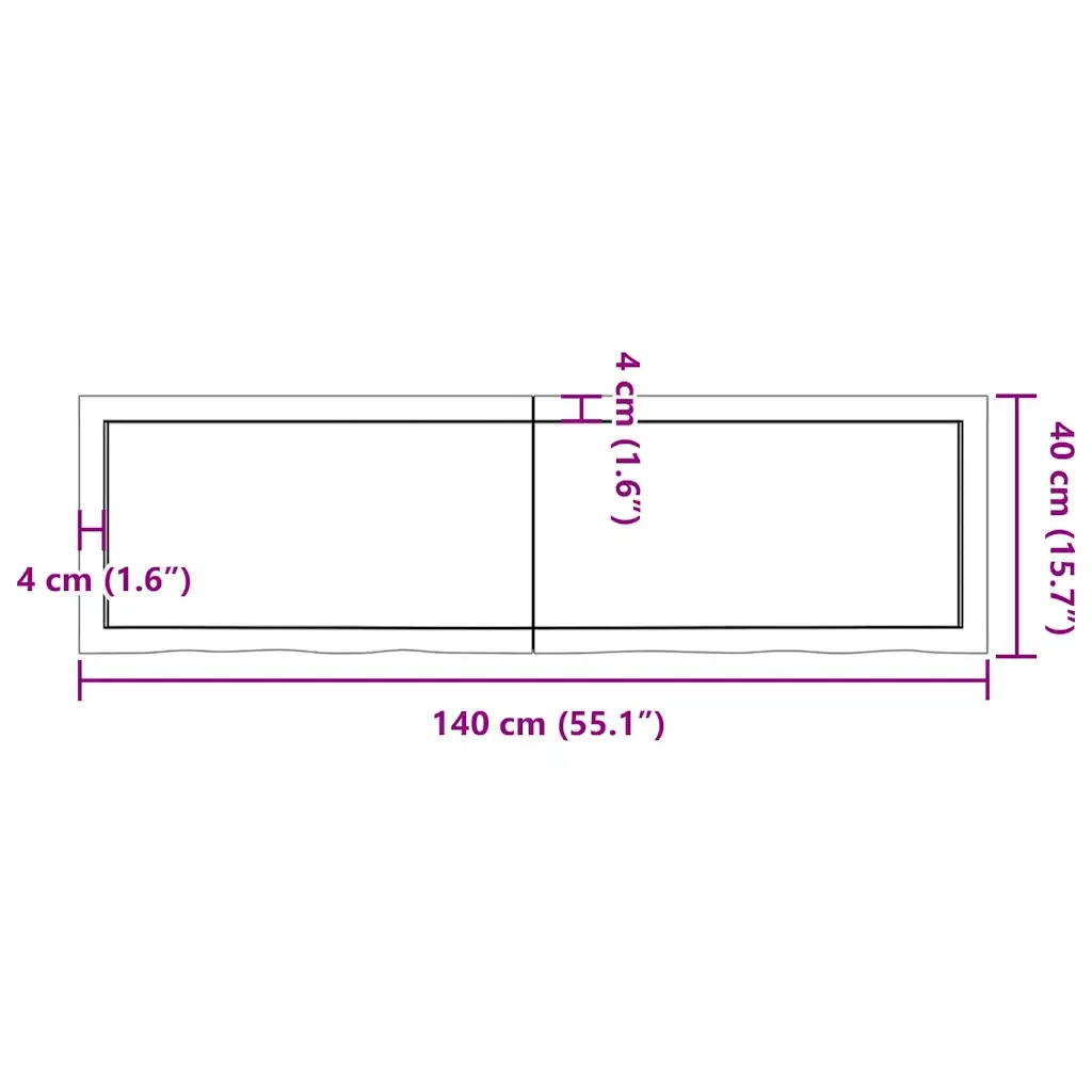 Piano Tavolo | Superficie Tavolo | Piano Scrivania Marrone 140x40x(2-4) cm Massello Rovere Trattato