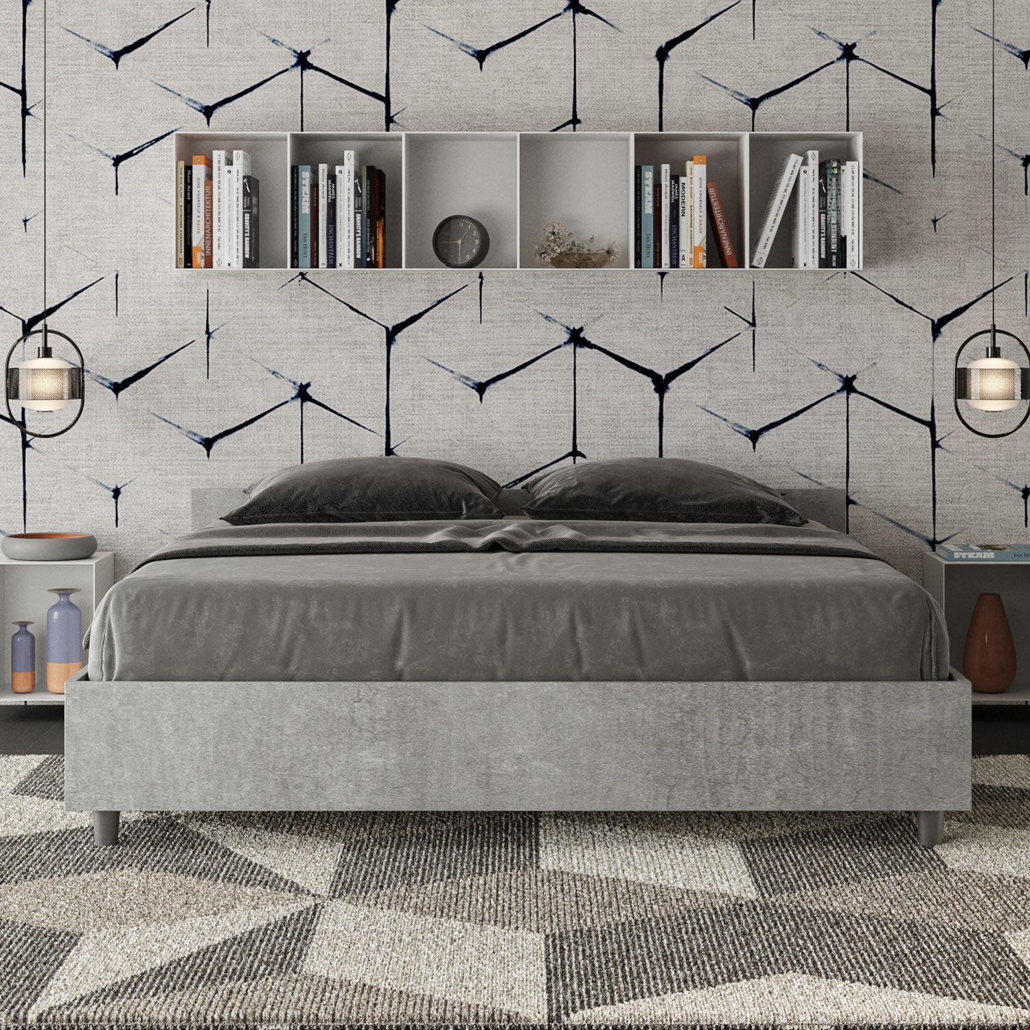 Letto Matrimoniale 160x190 cm Senza Rete Nuamo Cemento