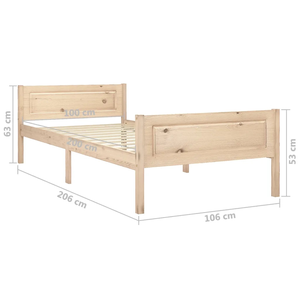 Giroletto senza Materasso-Struttura Letto 100x200 cm in Legno Massello di Pino 951121