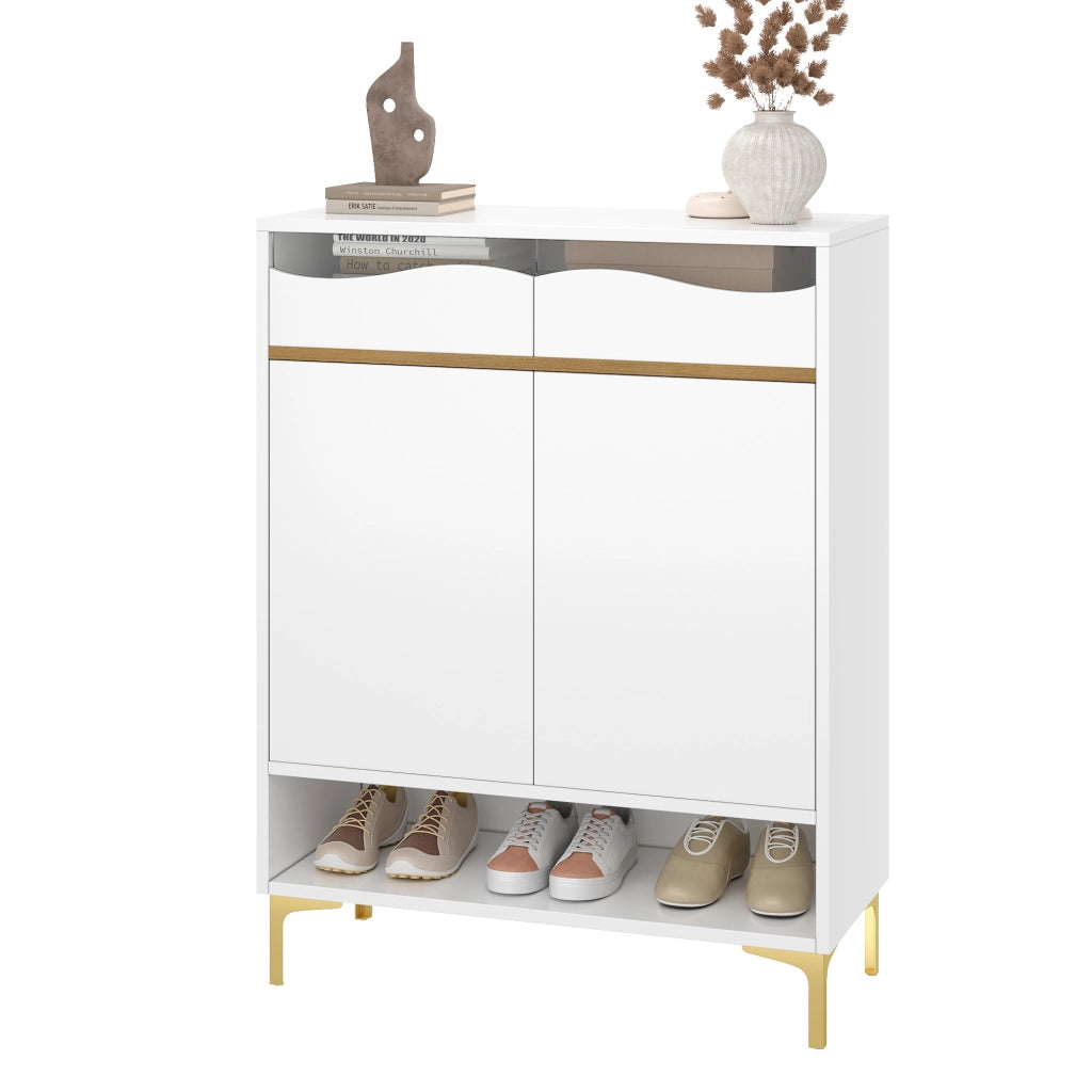 Armadietto per scarpe moderno con LED 16 colori - Zephmum- 80¡Á35¡Á105 cm - Bianco - Con cassetti e ripiani