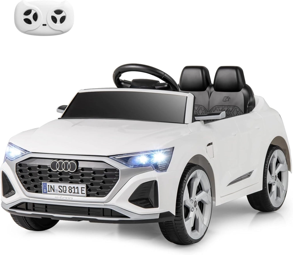Macchina Elettrica per Bambini Audi SQ8 12V con Telecomando, Auto Elettrico a Pedale, Veicoli con Musica, Fari LED e Doppio Motore, 3 Velocità 3-5km/h, Carico 30 kg, 3+ Anni (Nero)