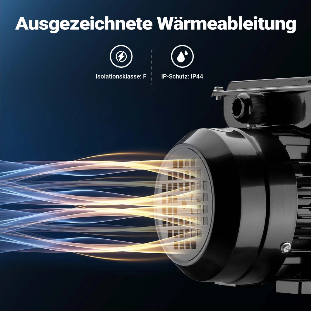 Motore elettrico asincrono monofase, 1450 giri/min, 230 volt, 1,5 kw, 2 CV, IP44, classe F