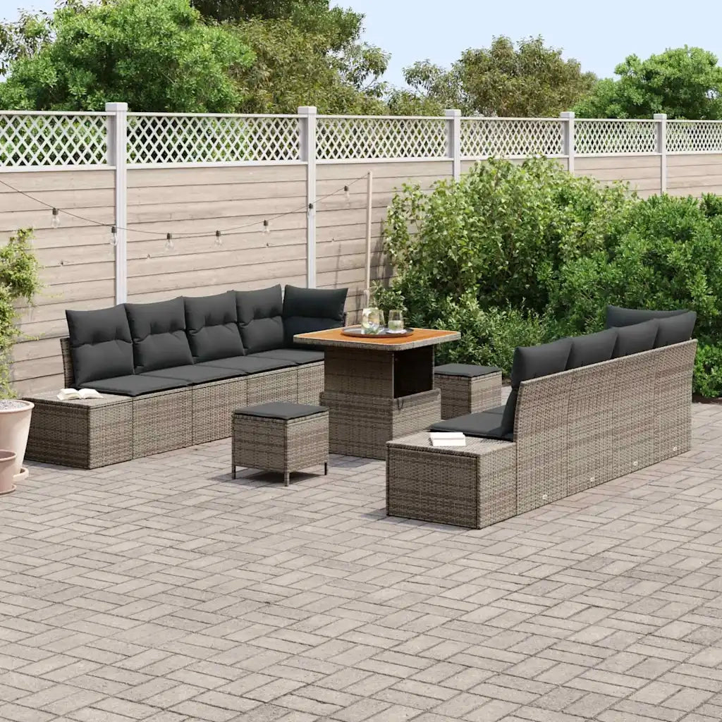 Set Divano da Giardino con cuscino 11 pcs Grigio polyrattan 3362758