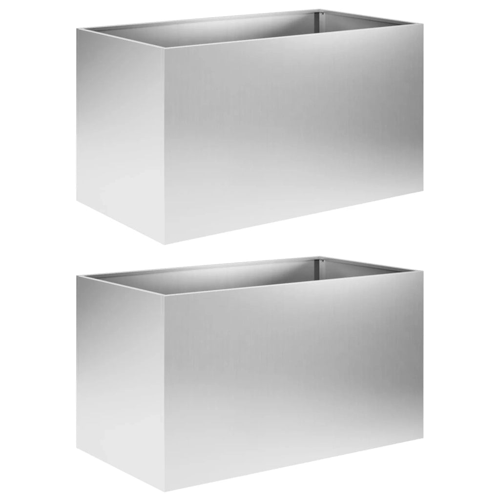 Vaso da giardino 2 pz Argento 80 x 50 x 50 cm Acciaio zincato 8005271