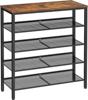 Scarpiera rustica VALORA marrone con 4 ripiani, stile industriale LBS038B01