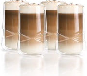 Set di bicchieri a latte macchiato in vetro termico 350 ml - Doppio strato - Set da 4 - Bicchieri per caffè termici - Stile moderno - Bevande confortevoli