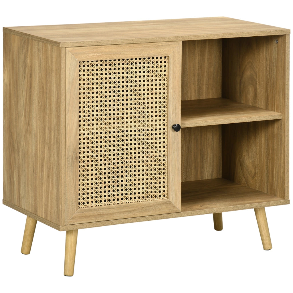 Credenza con cassetti e anta in rattan effetto legno ¨C zephmum ¨C 80x39x70 cm