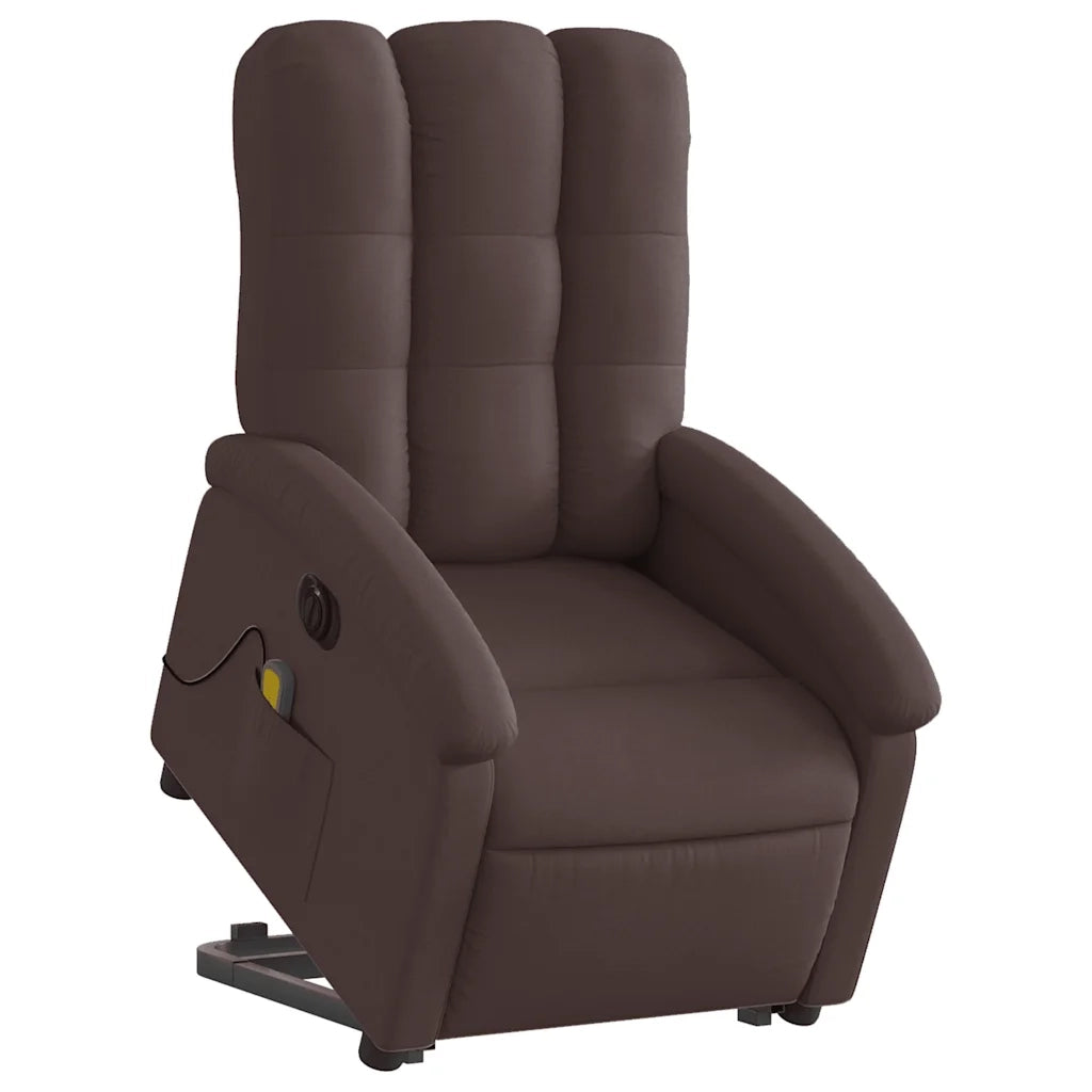 Poltrona Alzapersona Massaggio Elettrica Marrone Scuro Tessuto 3204133