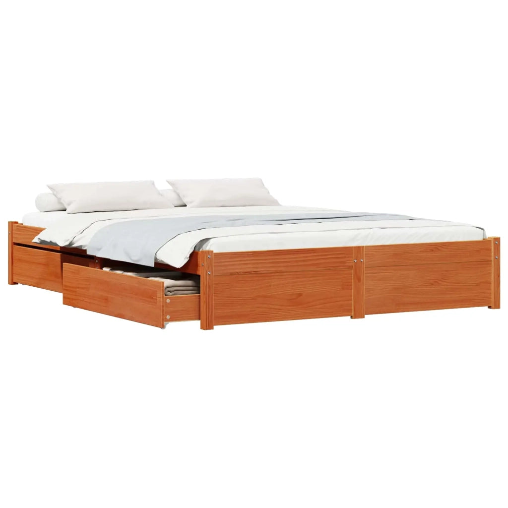 Struttura del letto con cassetto Marrone cerato 140 x 200 cm