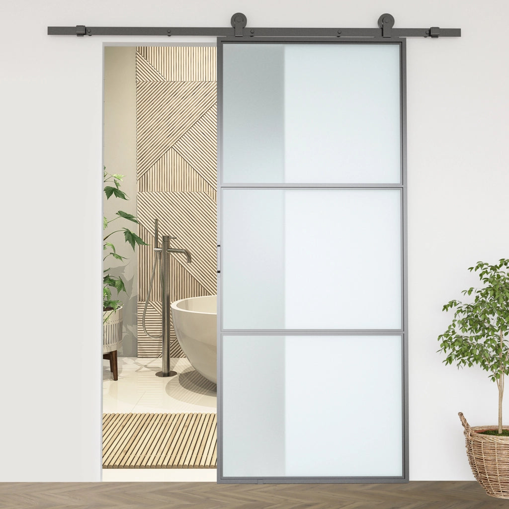 Kit Porte Scorrevoli in Acciaio ¨C zephmum ¨C Nero 200x40x0.6 cm