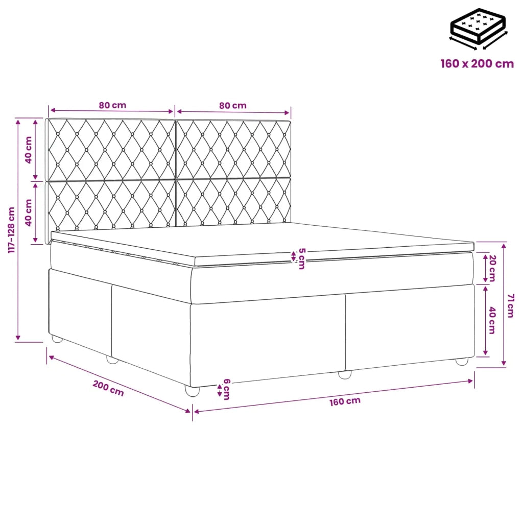 Letto box spring con materasso Grigio Chiaro 160 x 200 cm 3454631