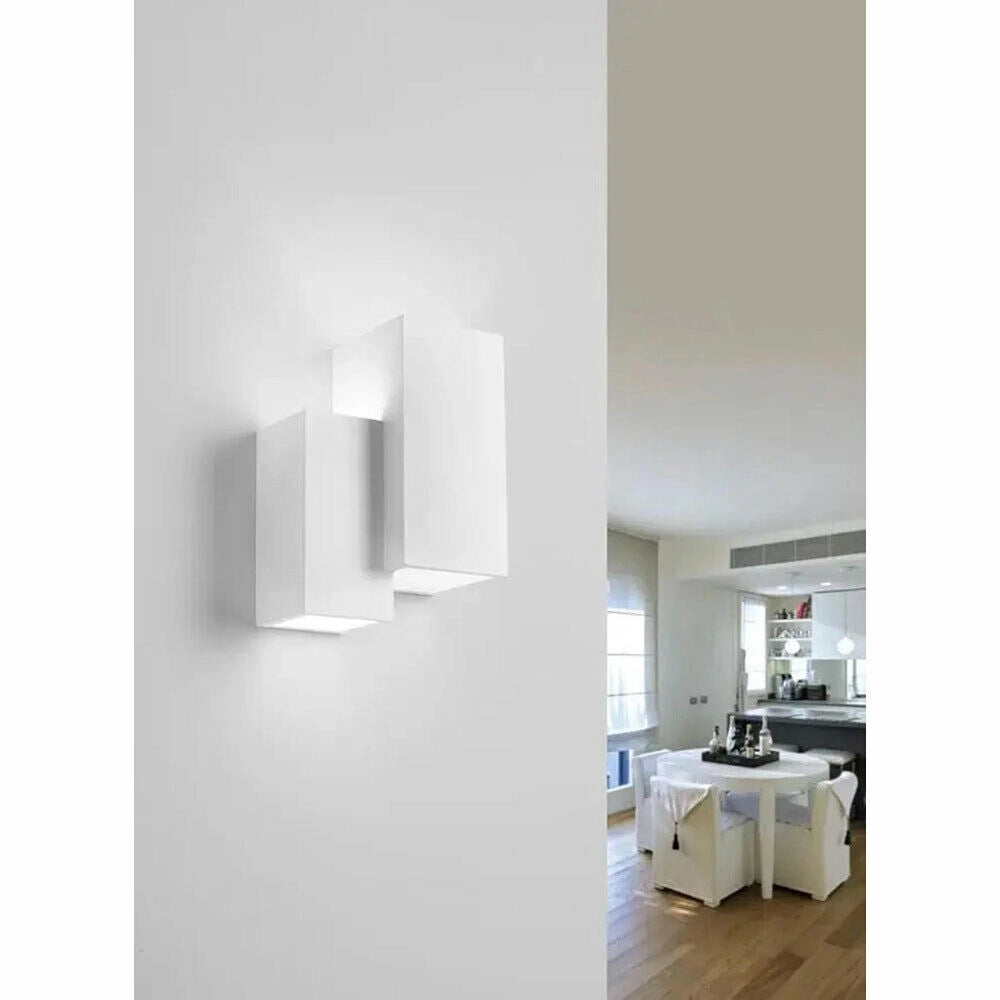 Trade Shop - Applique Parete In Gesso 2 Rettangoli Incastonati Bianco Ip20 Gs-e39 Verniciabile -