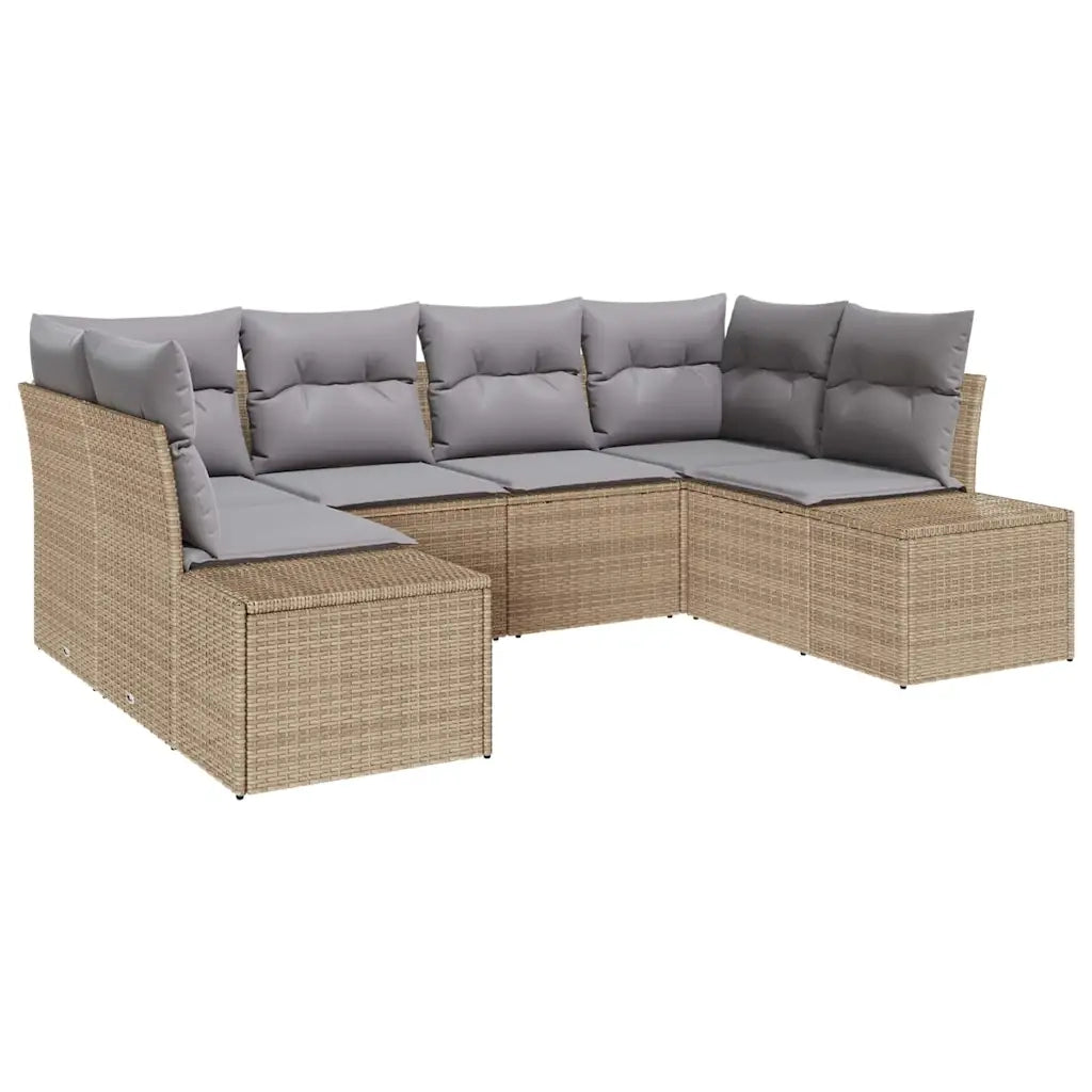 Set Divano da Giardino con cuscino 6 pcs Beige polyrattan 3347200