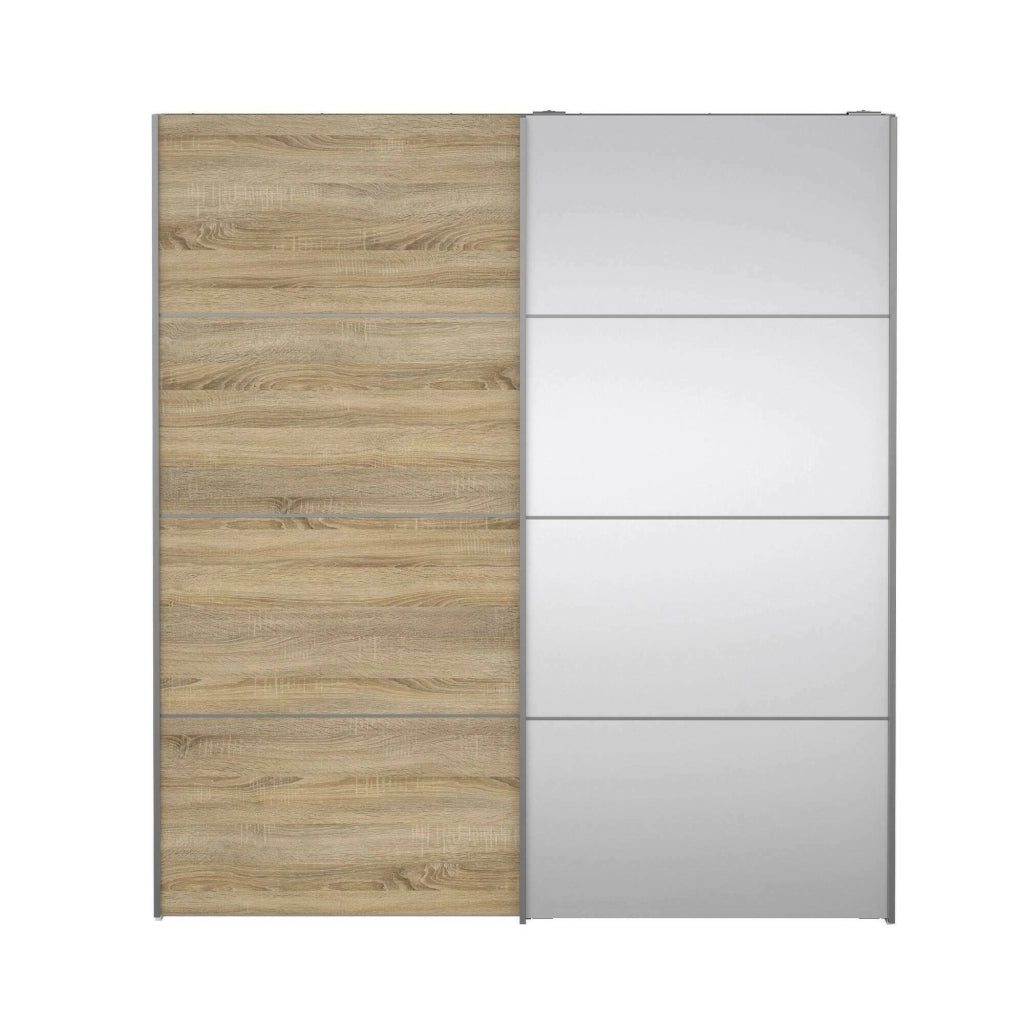 Guardaroba 2 ante Cerreto, Mobile camera da letto, Cabina armadio portabiti, Armadio appendiabiti, 182x64 h202 cm, Quercia e Bianco