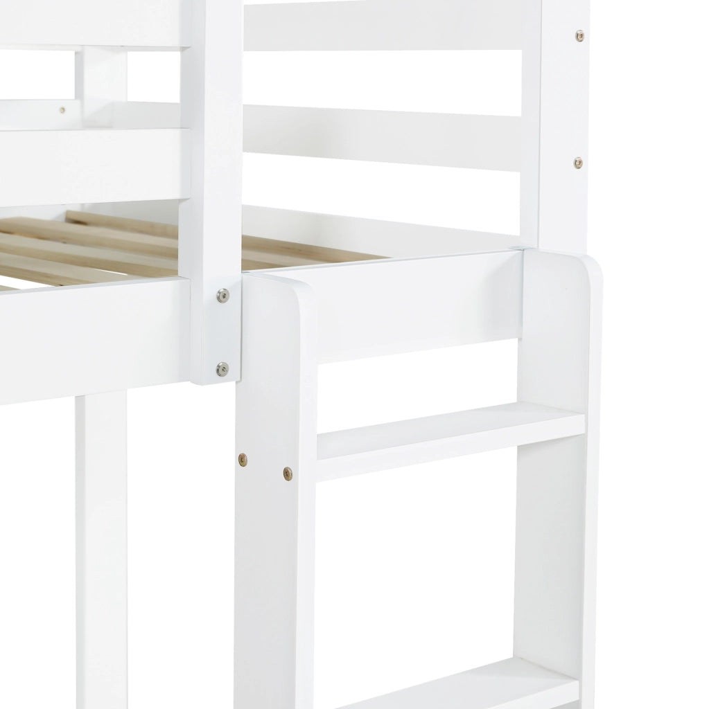 Letto a castello 90x200 cm bianco con 2 cassetti e scaffale