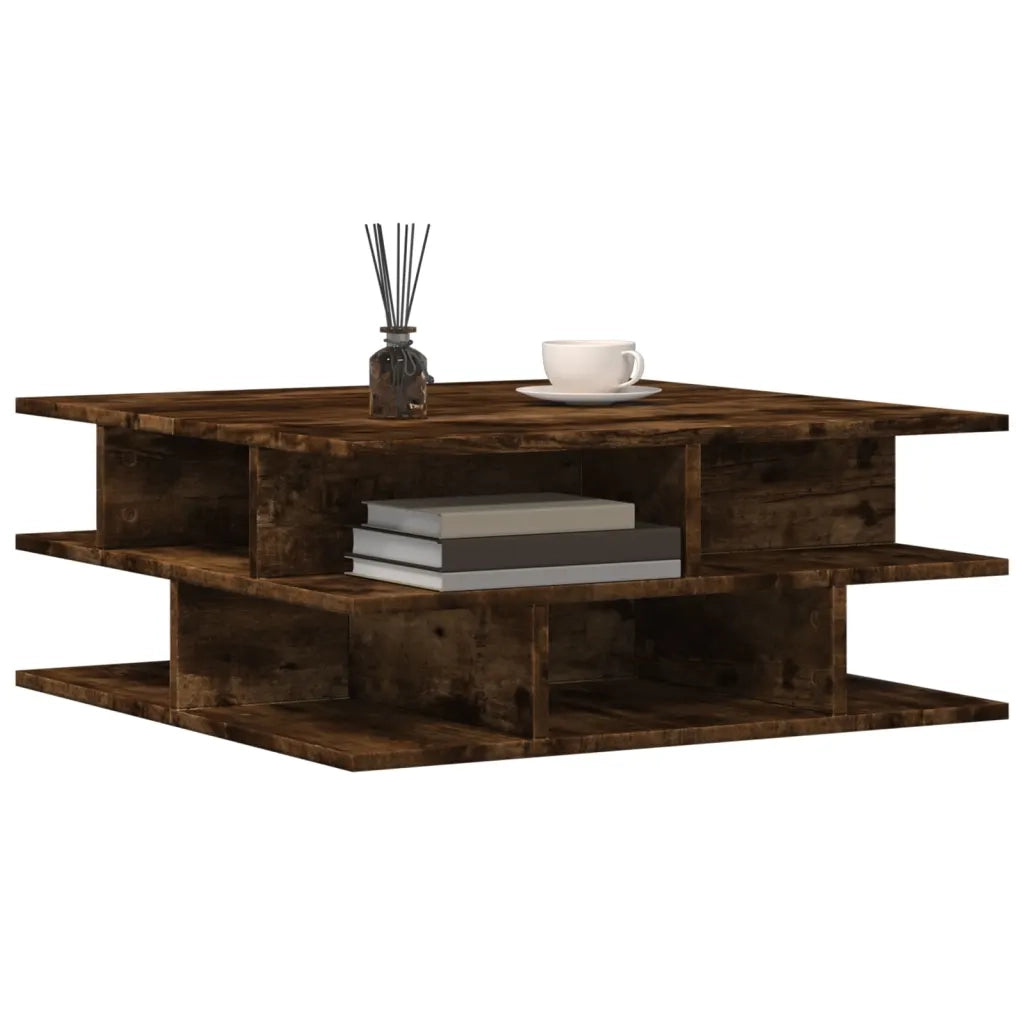 Tavolino da Salotto Rovere Fumo 70x70x29 cm Legno Multistrato 840748