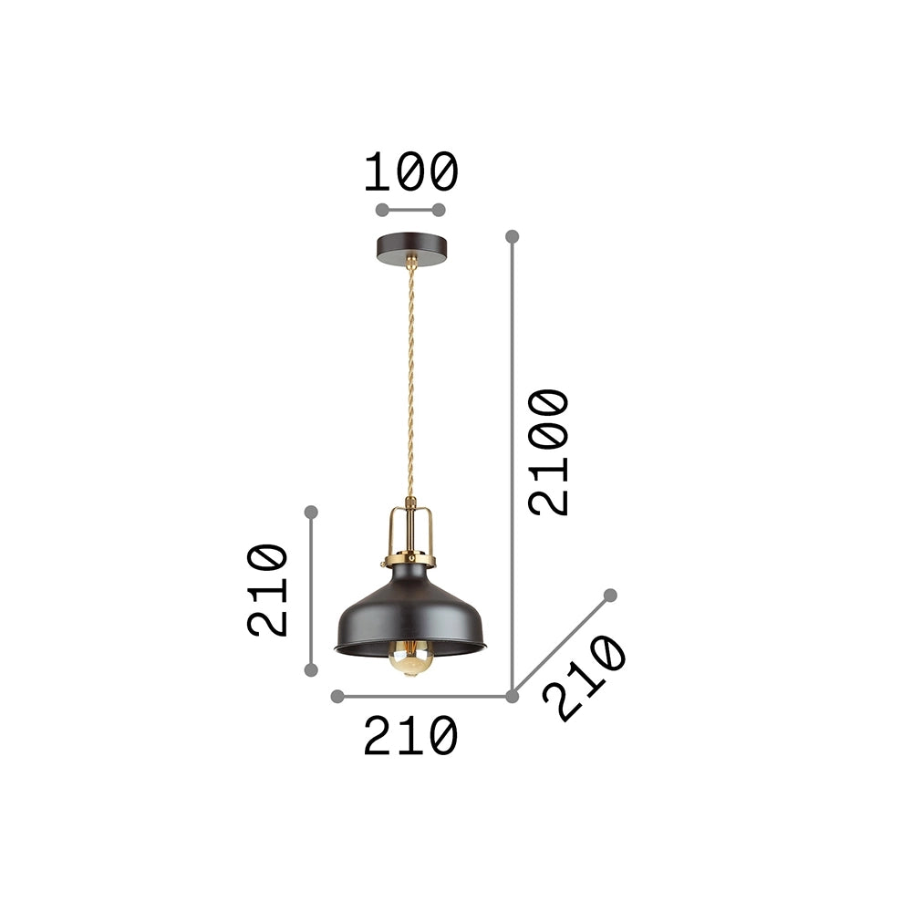 Sospensione Industrial-Minimal Eris-1 Metallo Nero 1 Luce E27