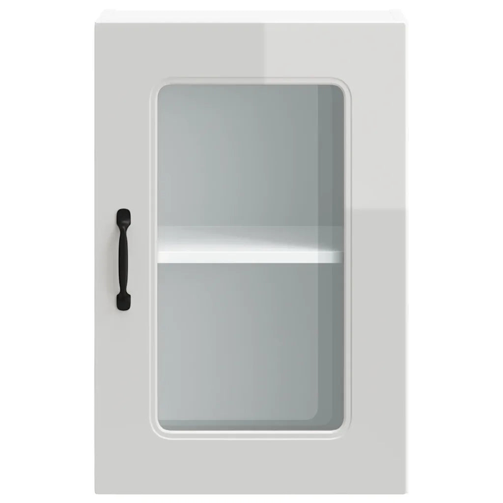 Pensile da Cucina con Porta in Vetro Kalmar Bianco Lucido