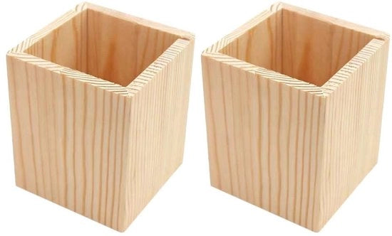 Organizzatore per pennarelli in legno - Set di 6 pennarelli - Ideale per articoli da ufficio - Geometria variata