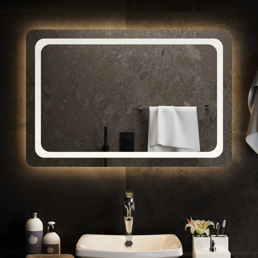 Specchio da bagno LED Trasparente 90 x 60 cm vetro temperato 42045840
