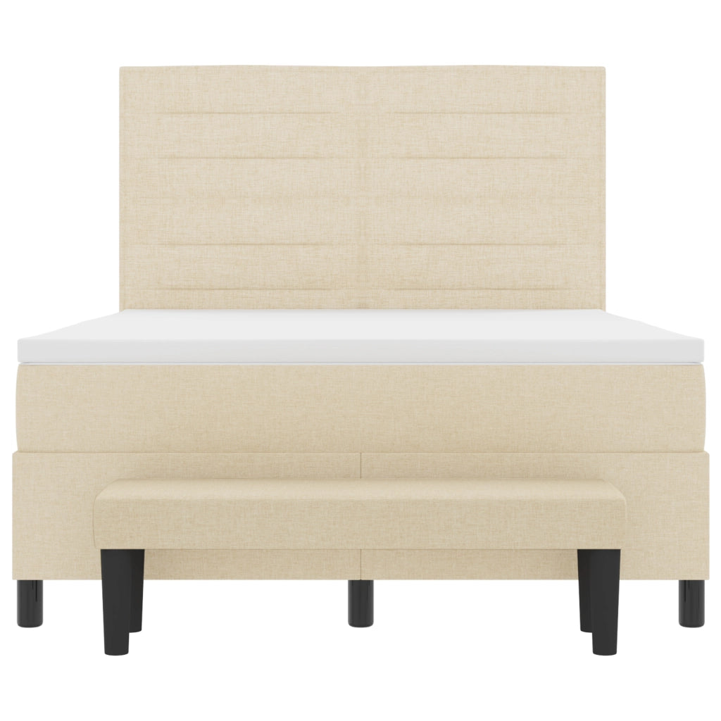 Letto a Molle con Materasso e Panchina Crema 140x200 cm Tessuto