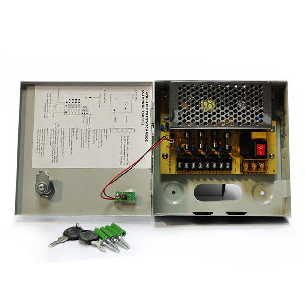 Trade Shop - Rack Box Alimentatore Stabilizzato 4 Uscite Canali Centralina Telecamera Dc Cctv -