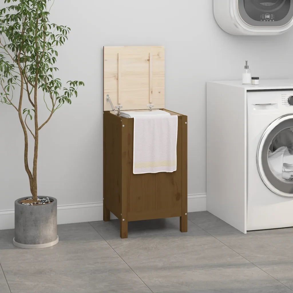 Contenitore per Bucato Ambra 44x44x76 cm Legno Massello Pino 823577