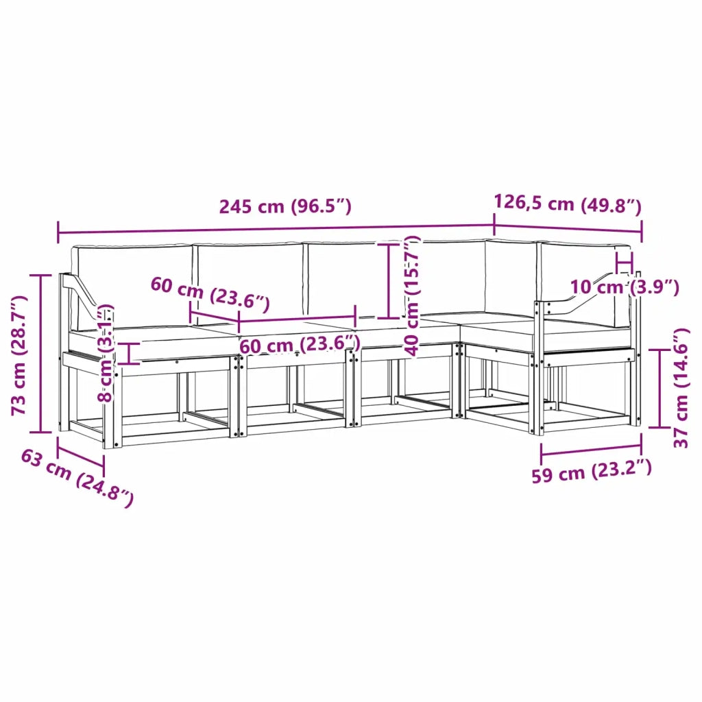 Set di divani da esterno 5 pz Bianco e Antracite 3387646