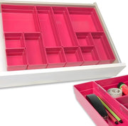 Organizzatore di carreggiamento, sistema di archiviazione per cucina, ufficio, tavolo da trucco, cosmetici (rosa)