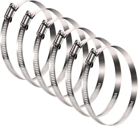 Klemme a canale in acciaio inossidabile Ø 91-114 mm per ventilatore di scarico flessibile - 6 pezzi
