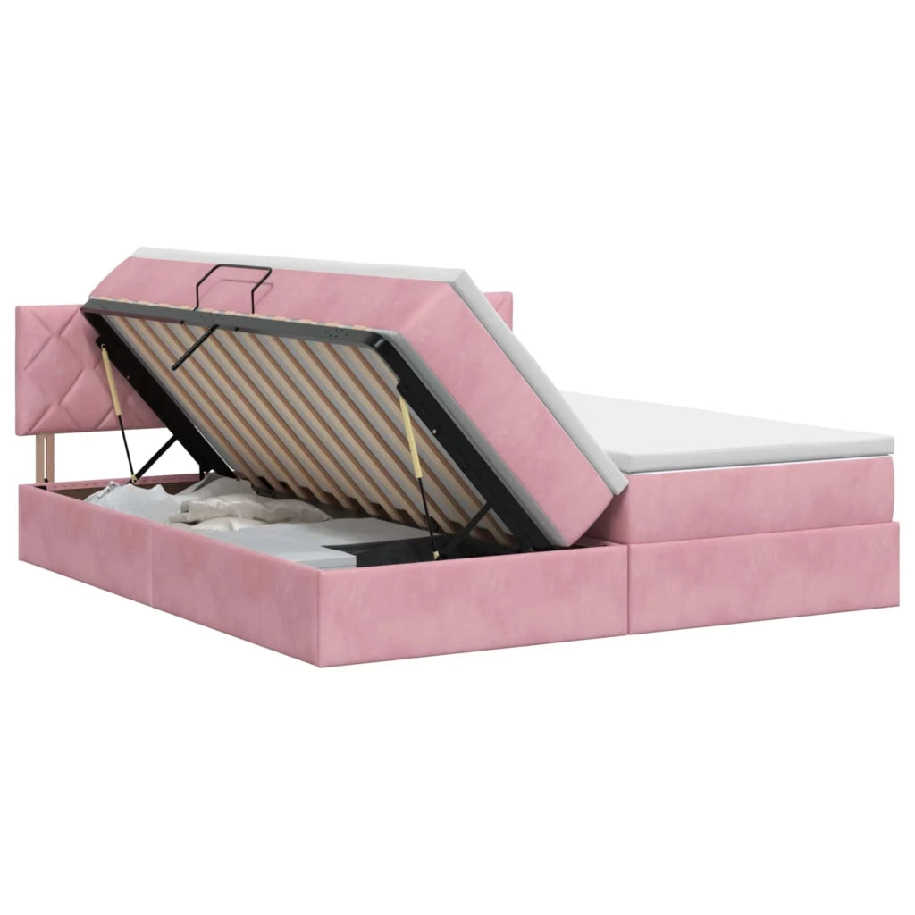 Letto con Contenitore con testiera 2 pz Rosa 3458966