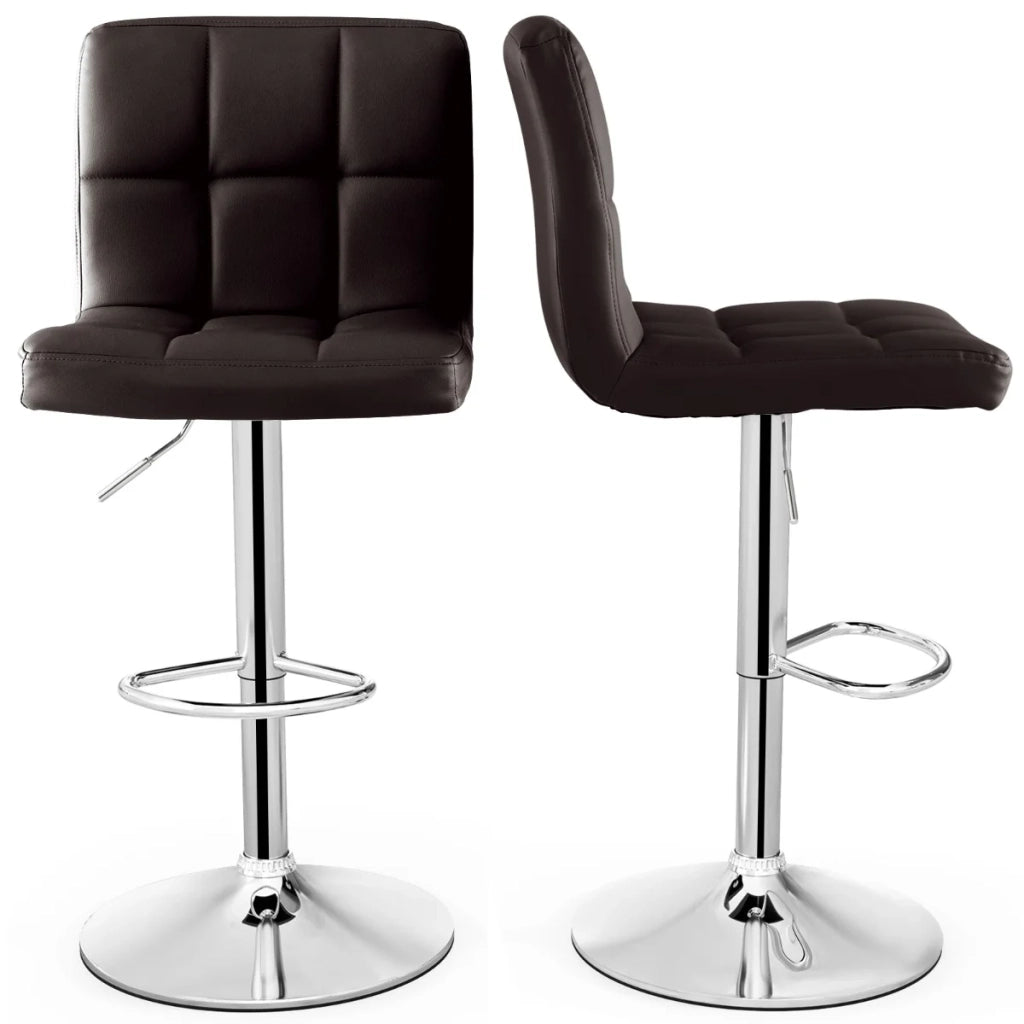 Set di 2 sgabelli da bar in similpelle altezza regolabile 65-85 cm seduta girevole ergonomica moderna e confortevole marrone 20_0012538