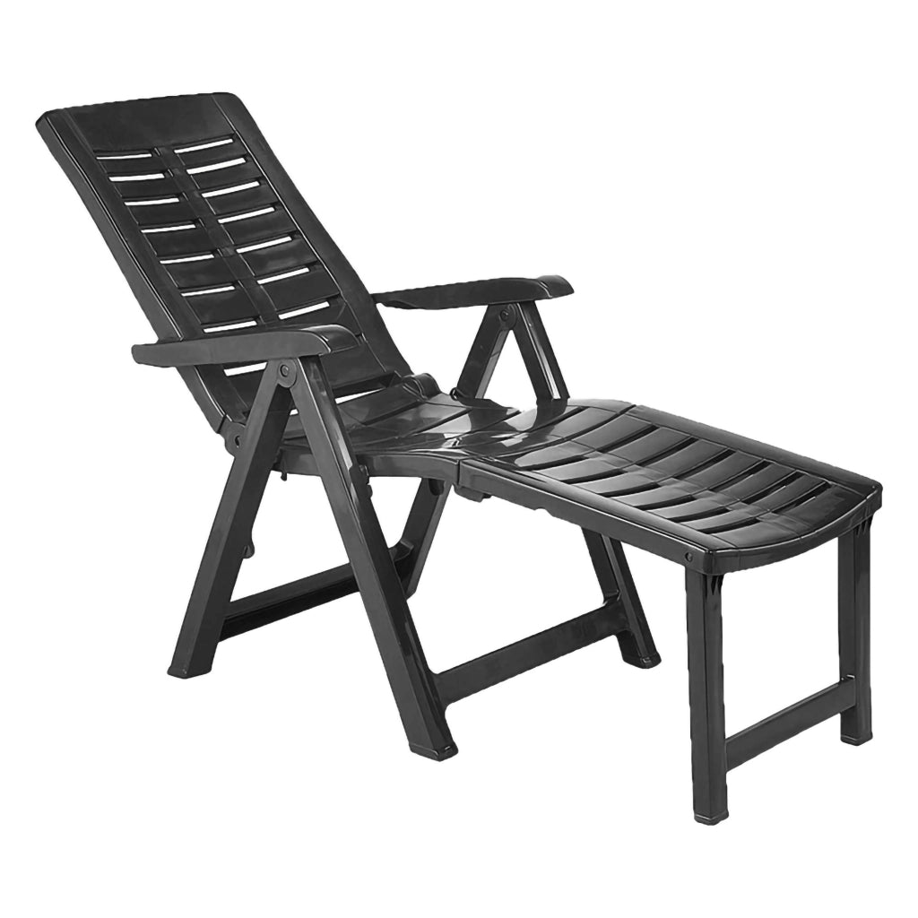 Sdraio da Giardino Townley, Lettino Prendisole Pieghevole con Poggiapiedi Made in Italy, 60x60x109h cm Nero Antracite