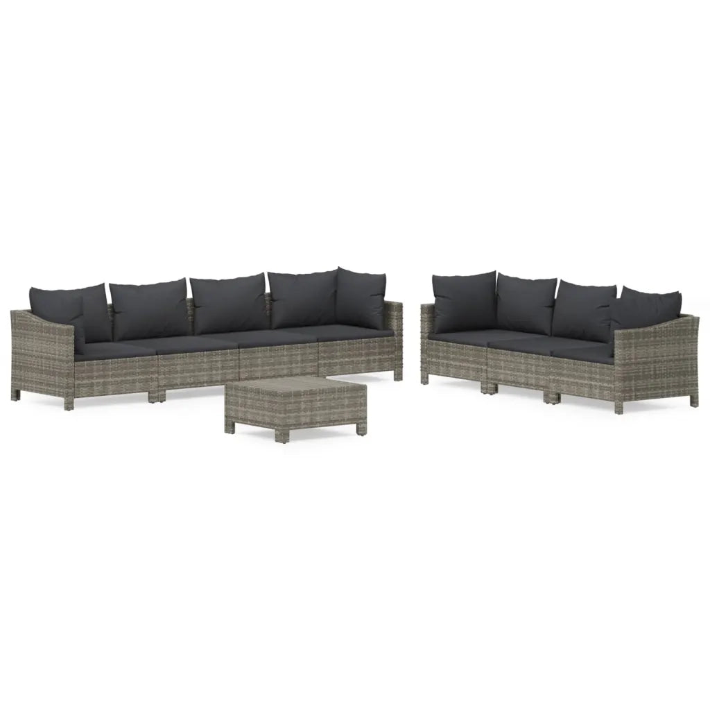 Set Divani da Giardino 8 pz con Cuscini in Polyrattan Grigio 3187267