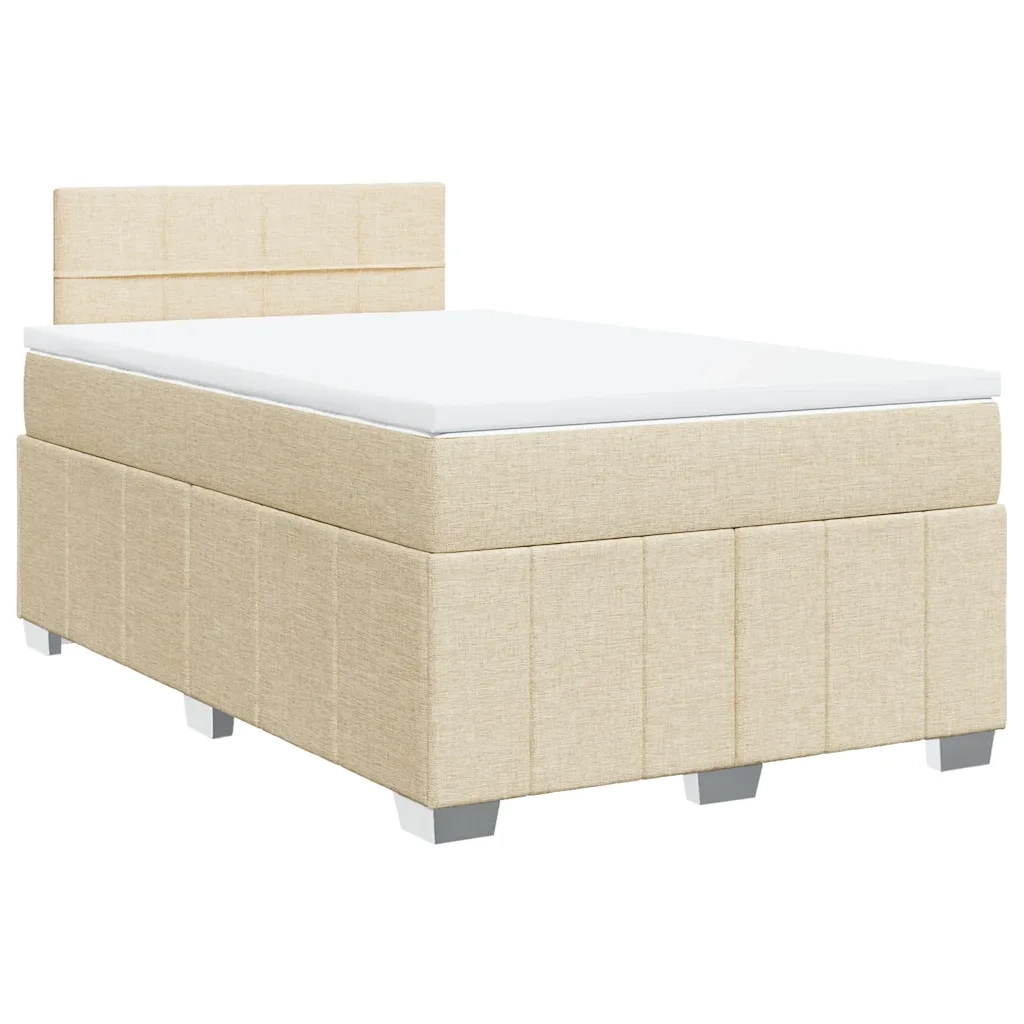 vidaXL Giroletto a Molle con Materasso Crema 120x200 cm in Tessuto