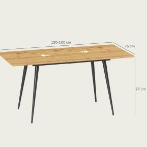 Tavolo da pranzo allungabile 160x75x77 cm con piano estensibile in MDF naturale