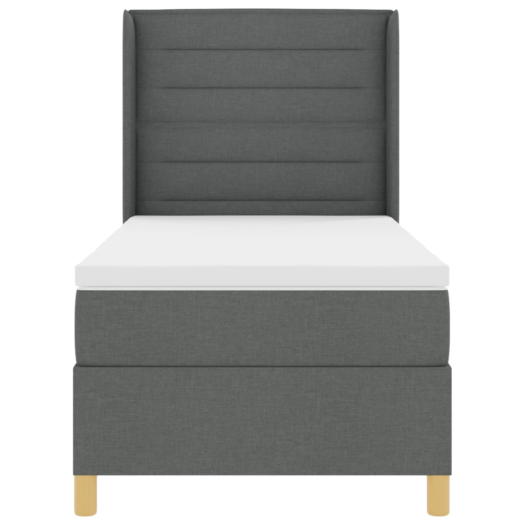 Letto Box Spring con Materasso e LED Grigio Scuro 90x190 cm Tessuto