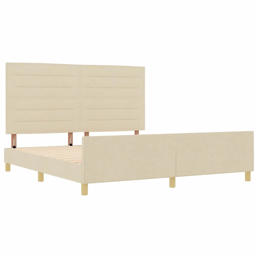 Struttura del letto con testiera Crema 180 x 200 cm Tessuto 3344674