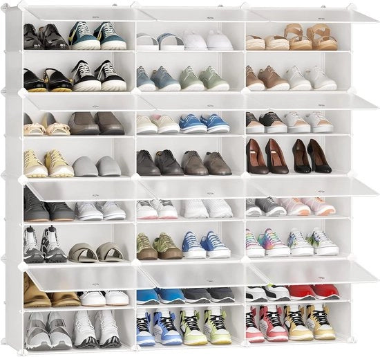 Cassettiere per Scarpe 3 x 8 livelli Cassettiere Modulare per Risparmio di Spazio per Sala da Pranzo Camera da Letto Entrata per tutti Tipi di Scarpe Abbigliamento (Bianco)