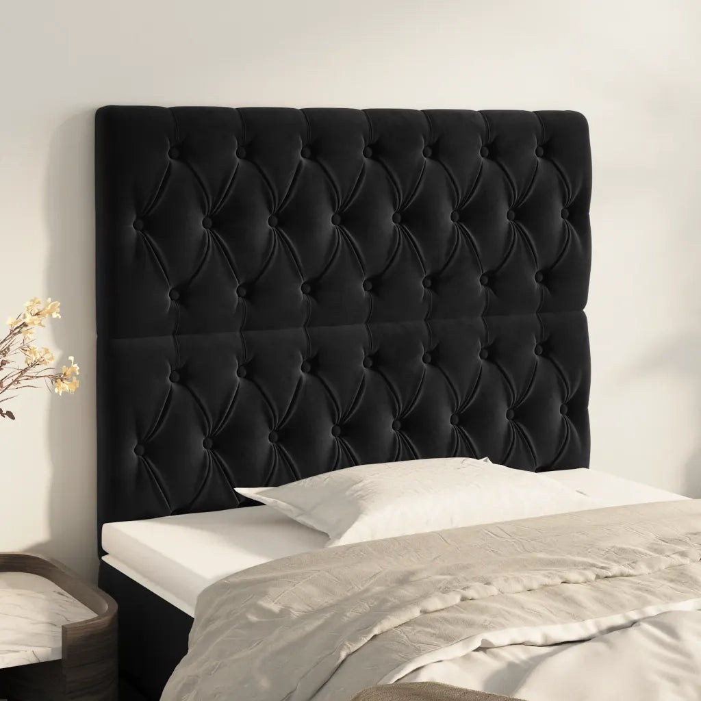 Testiera-Testata-Testiera Decorativa Nera 90x7x118/128 cm Velluto