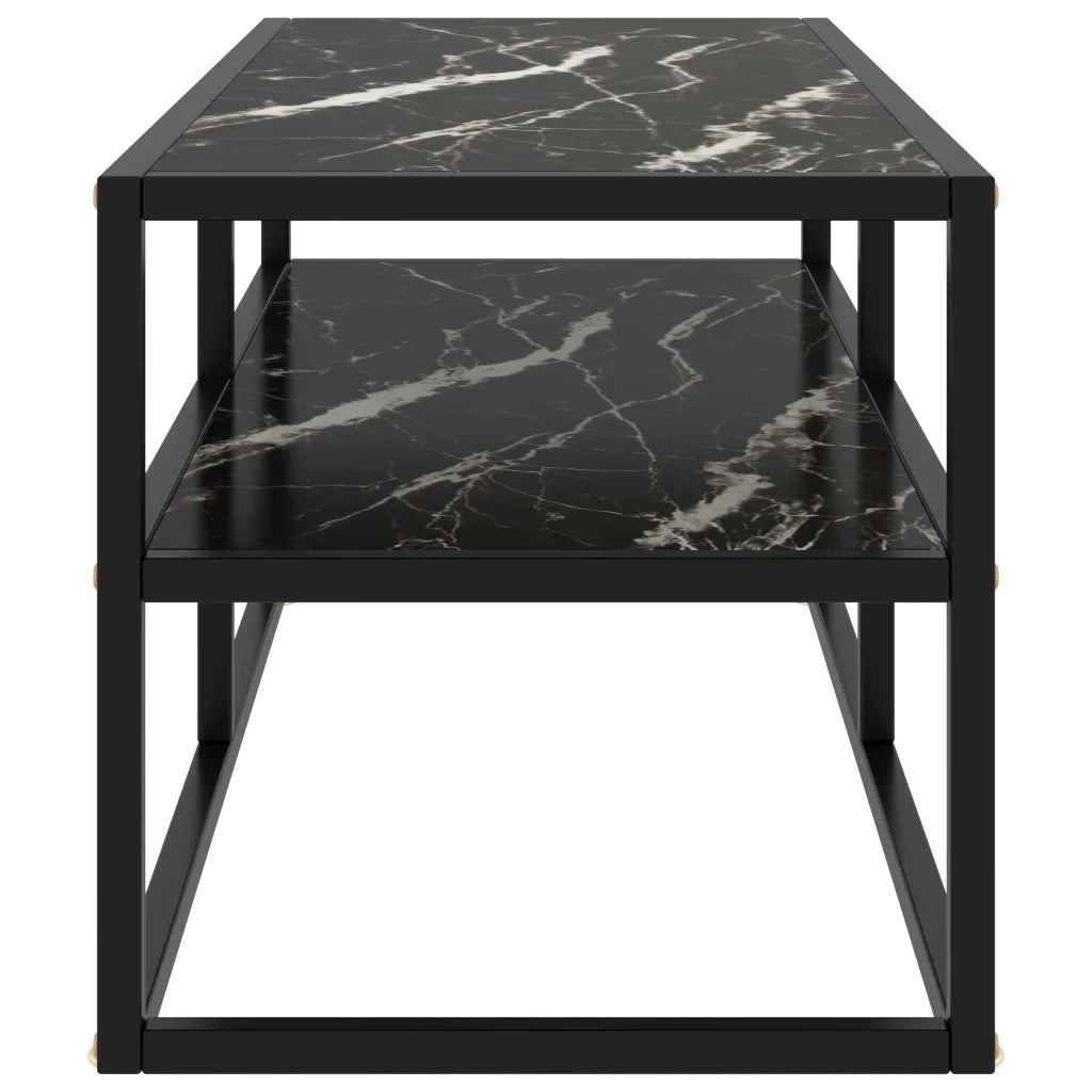 Mobile TV-Credenza per TV-Console TV Nero con Vetro Nero Marmo 100x40x40 cm
