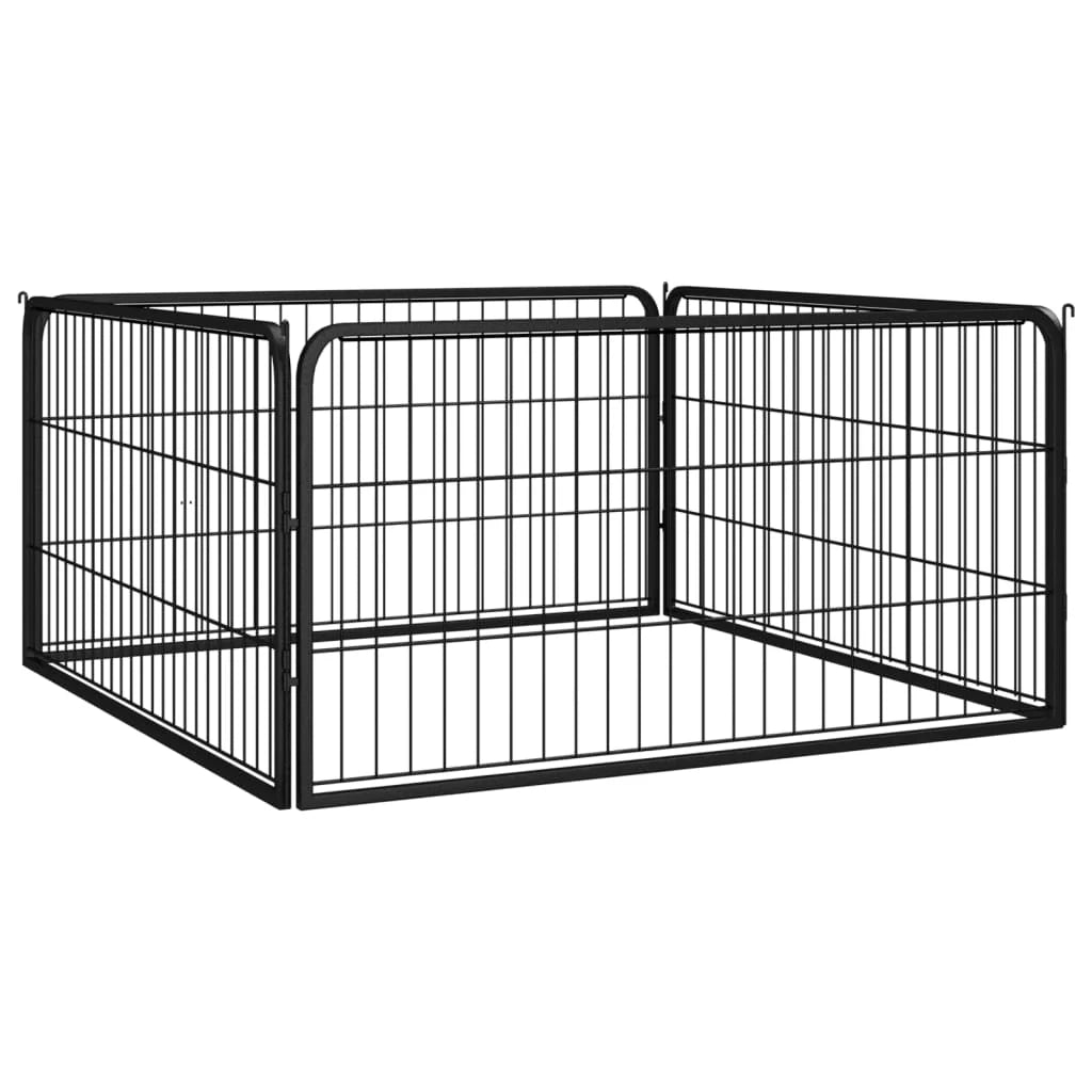 Recinto per cani 4 pannelli 100 x 50 cm acciaio verniciato a polvere nero 02_0043637