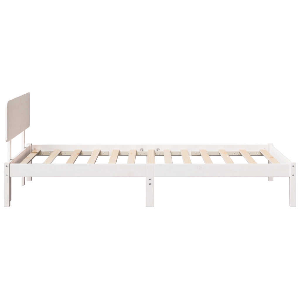 Struttura Letto con Testiera Bianca 80x200 cm Legno Massello di Pino