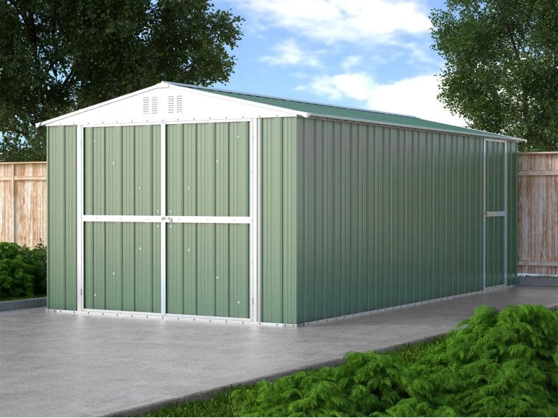 Casetta Box da Giardino in Lamiera di Acciaio Porta Utensili 327x611x235 cm Enaudi Verde